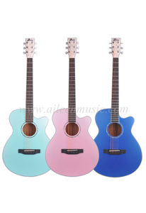 40 Inch Solid Spruce Top Mahogany Plywood Back And Side Metallic Color Acoustic Guitar(AFM17CC-OM) 