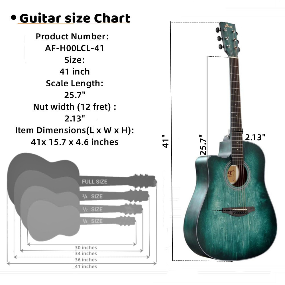 41Inch Left Handed Beginner Acoustic Electric Guitar(AFH00LCL) Aileen Music